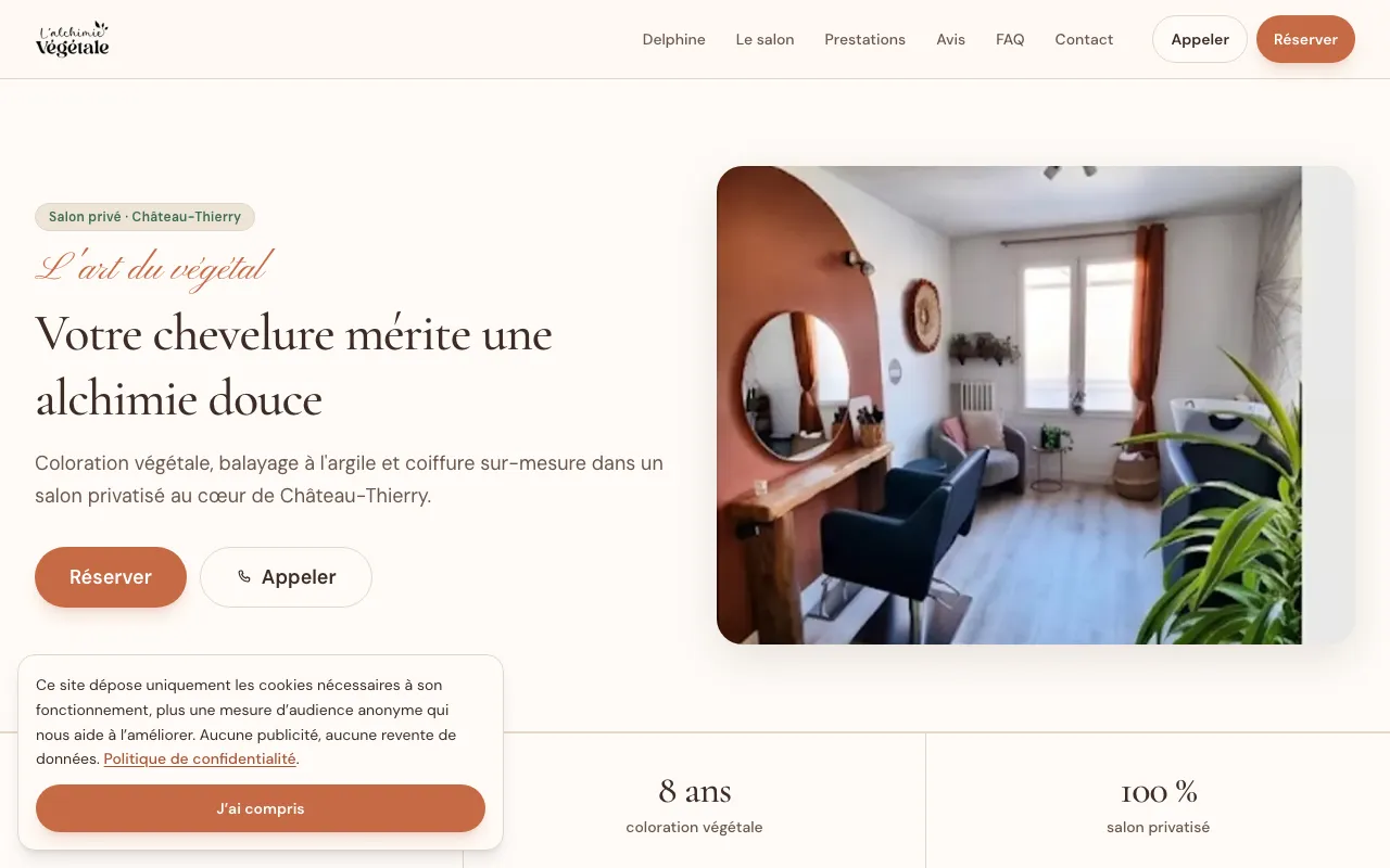 Page d'accueil du site L'Alchimie Végétale