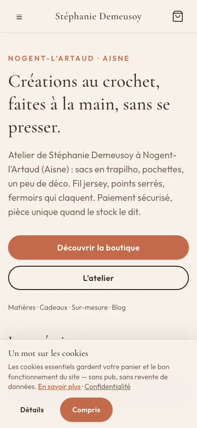 Version mobile du site Stéphanie Demeusoy