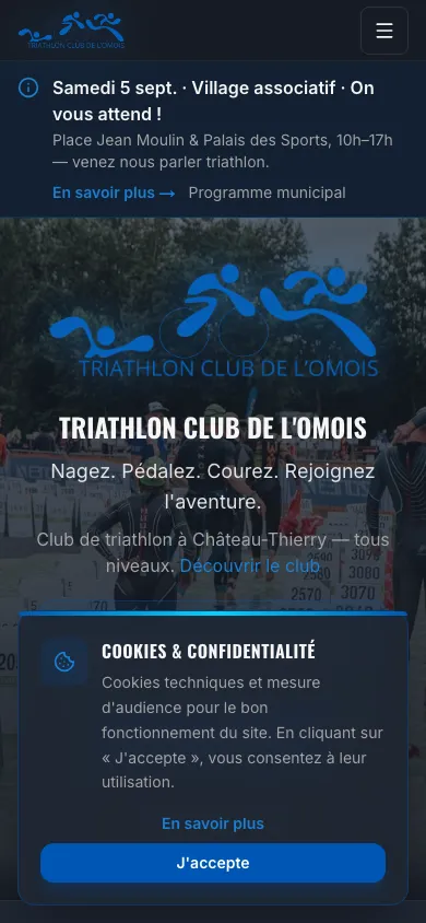 Version mobile du site Triathlon Club de l'Omois